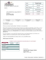 Hamilton Eye Institute Surgery Center bill example